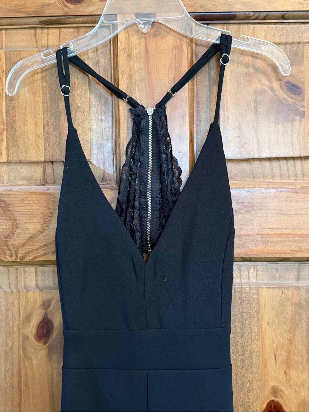 Black Lace-Back V-Neck Jumpsuit